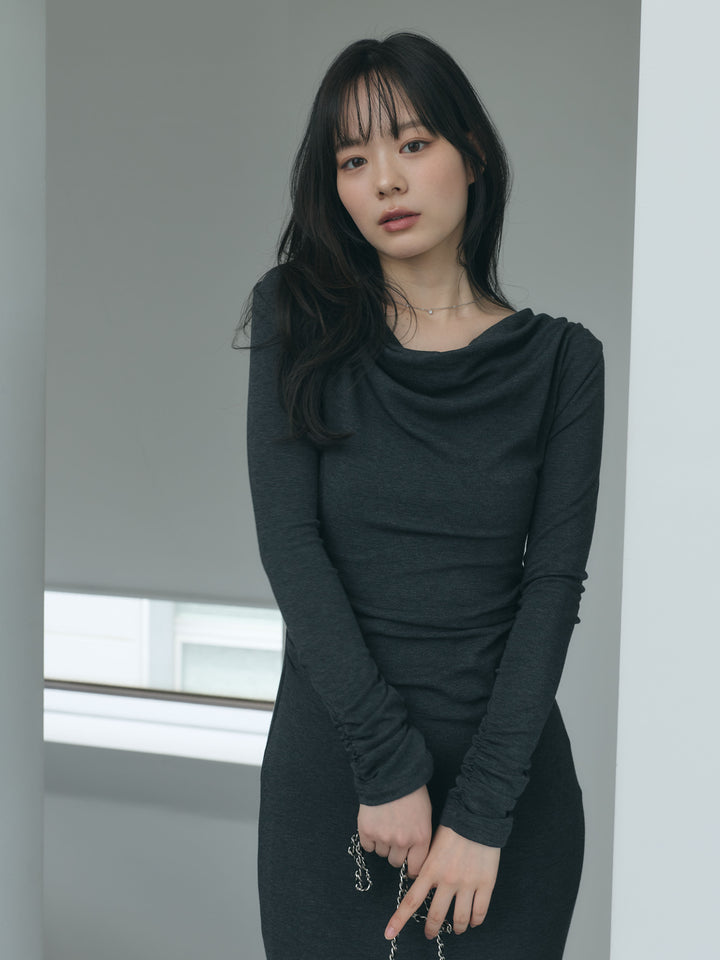 【Essential】Drape soft touch fit one piece