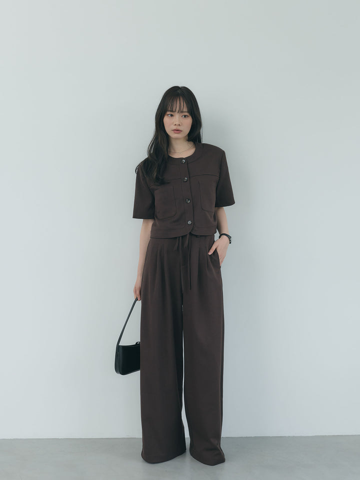 【Essential】ウールタッチダブルポケットショートジャケット & ウールタッチタックストレートパンツ SET UP