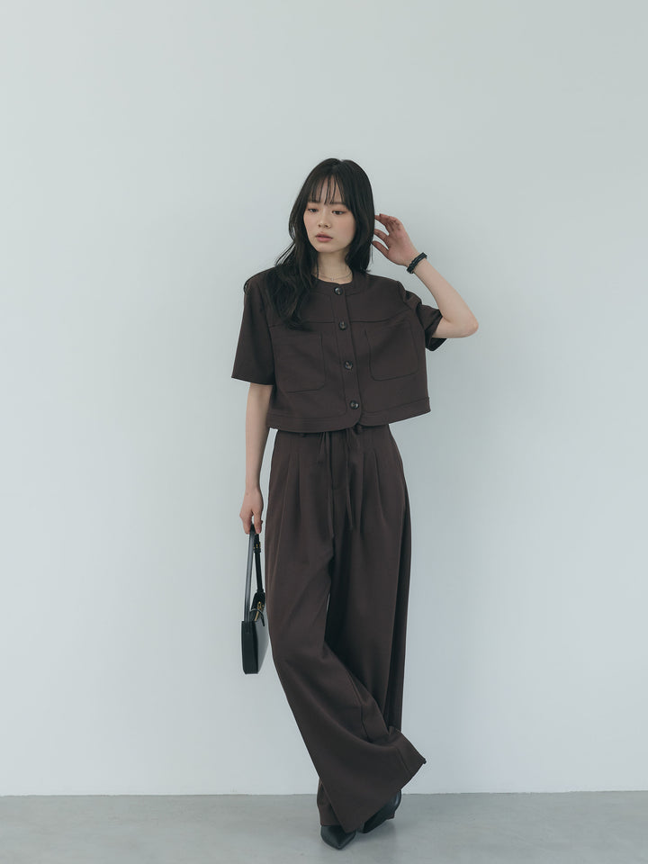 【Essential】ウールタッチダブルポケットショートジャケット & ウールタッチタックストレートパンツ SET UP