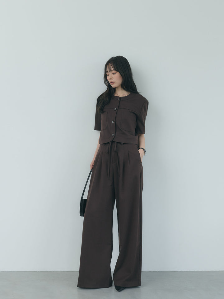 【Essential】ウールタッチダブルポケットショートジャケット & ウールタッチタックストレートパンツ SET UP