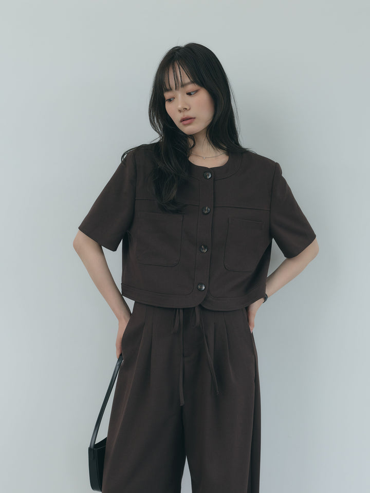 【Essential】ウールタッチダブルポケットショートジャケット & ウールタッチタックストレートパンツ SET UP