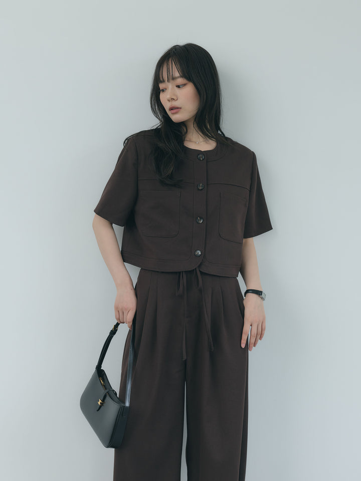 【Essential】ウールタッチダブルポケットショートジャケット & ウールタッチタックストレートパンツ SET UP