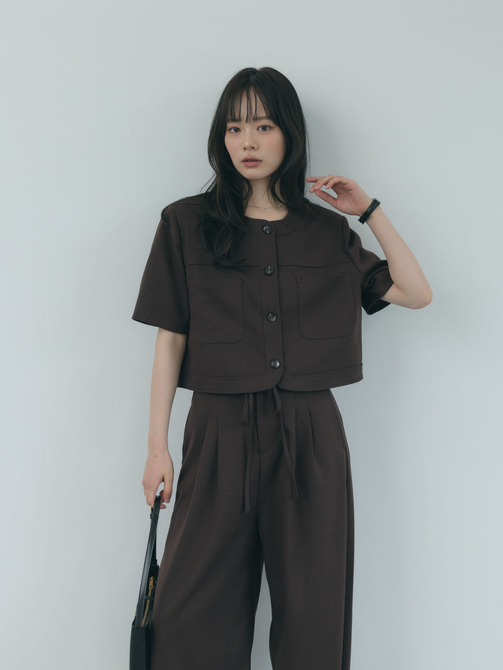 【Essential】ウールタッチダブルポケットショートジャケット & ウールタッチタックストレートパンツ SET UP
