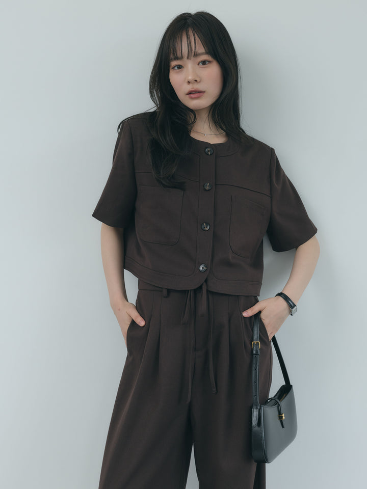 【Essential】ウールタッチダブルポケットショートジャケット & ウールタッチタックストレートパンツ SET UP