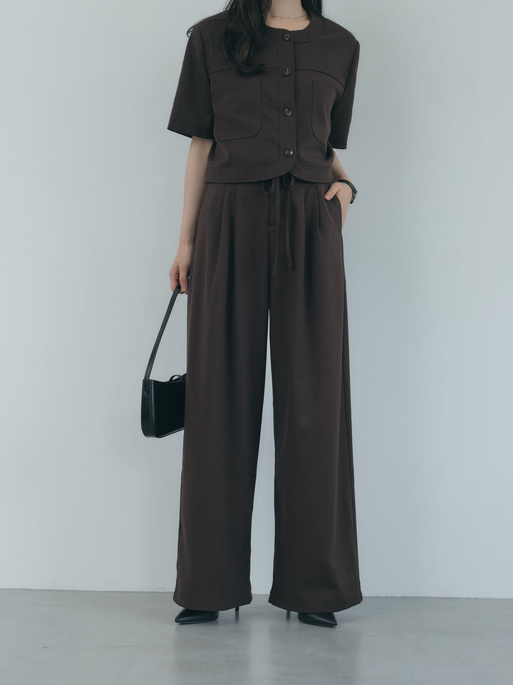 【Essential】ウールタッチダブルポケットショートジャケット & ウールタッチタックストレートパンツ SET UP