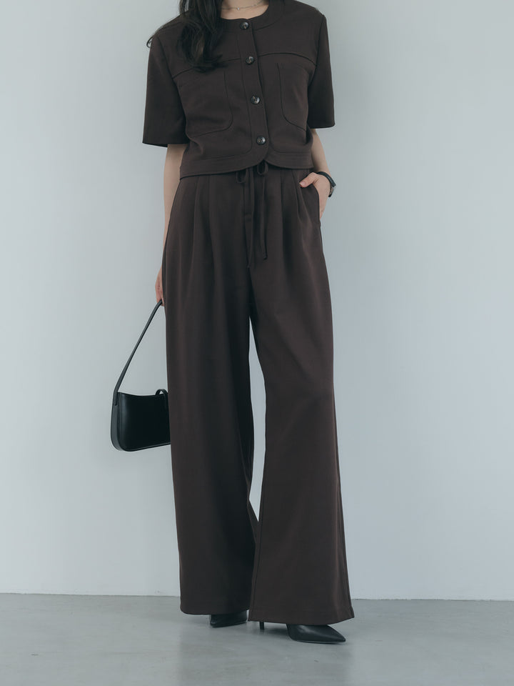 【Essential】ウールタッチダブルポケットショートジャケット & ウールタッチタックストレートパンツ SET UP