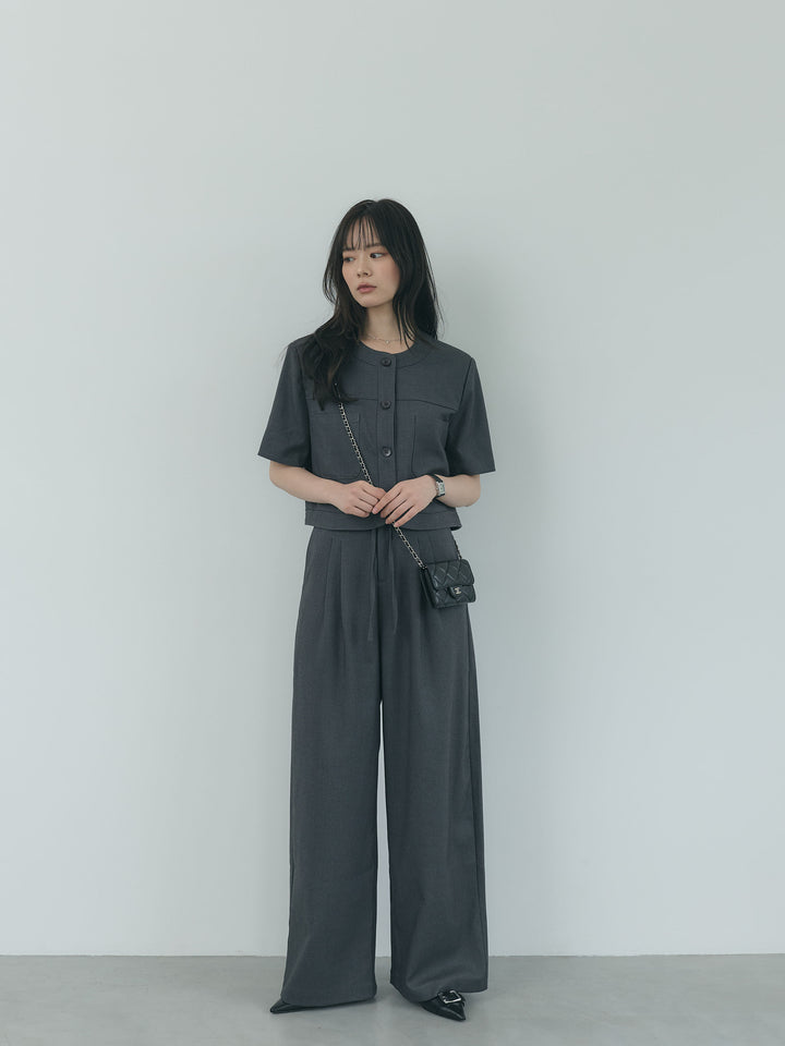 【Essential】ウールタッチダブルポケットショートジャケット & ウールタッチタックストレートパンツ SET UP
