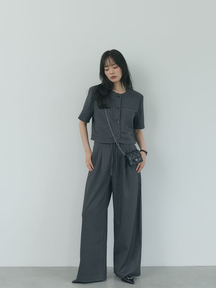 【Essential】ウールタッチダブルポケットショートジャケット & ウールタッチタックストレートパンツ SET UP