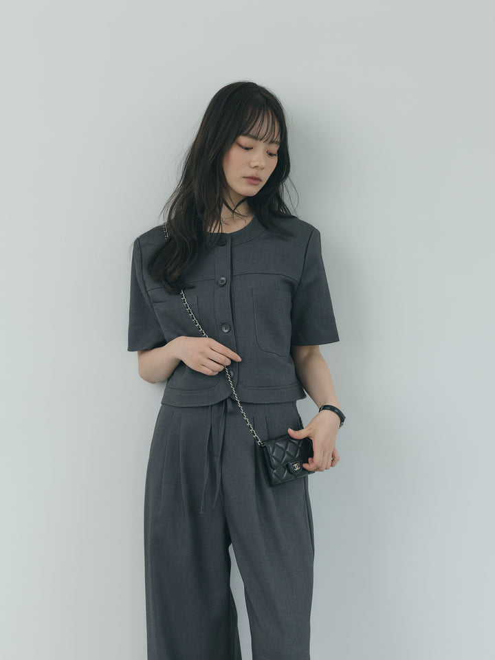 【Essential】ウールタッチダブルポケットショートジャケット & ウールタッチタックストレートパンツ SET UP