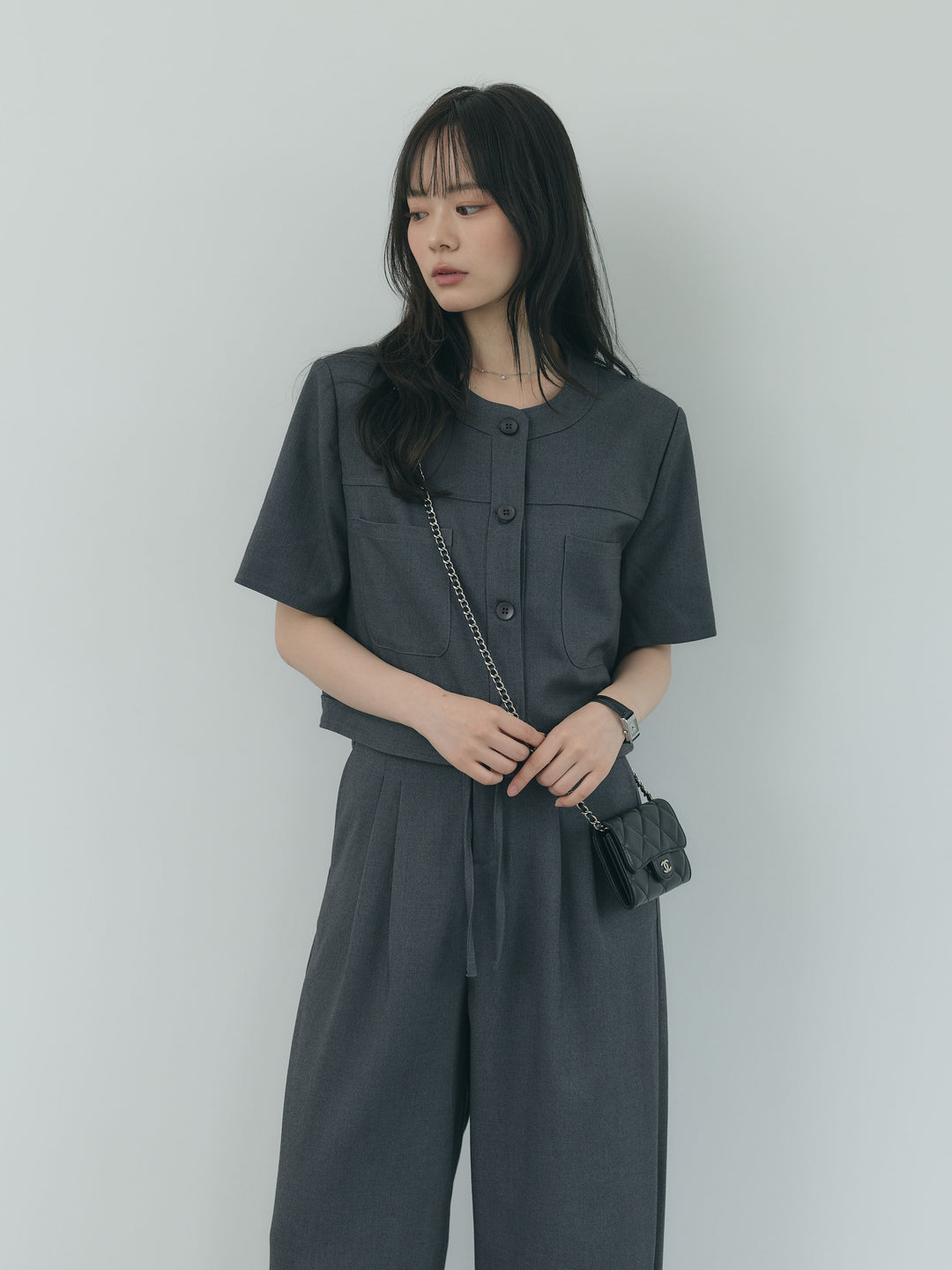 【Essential】ウールタッチダブルポケットショートジャケット & ウールタッチタックストレートパンツ SET UP