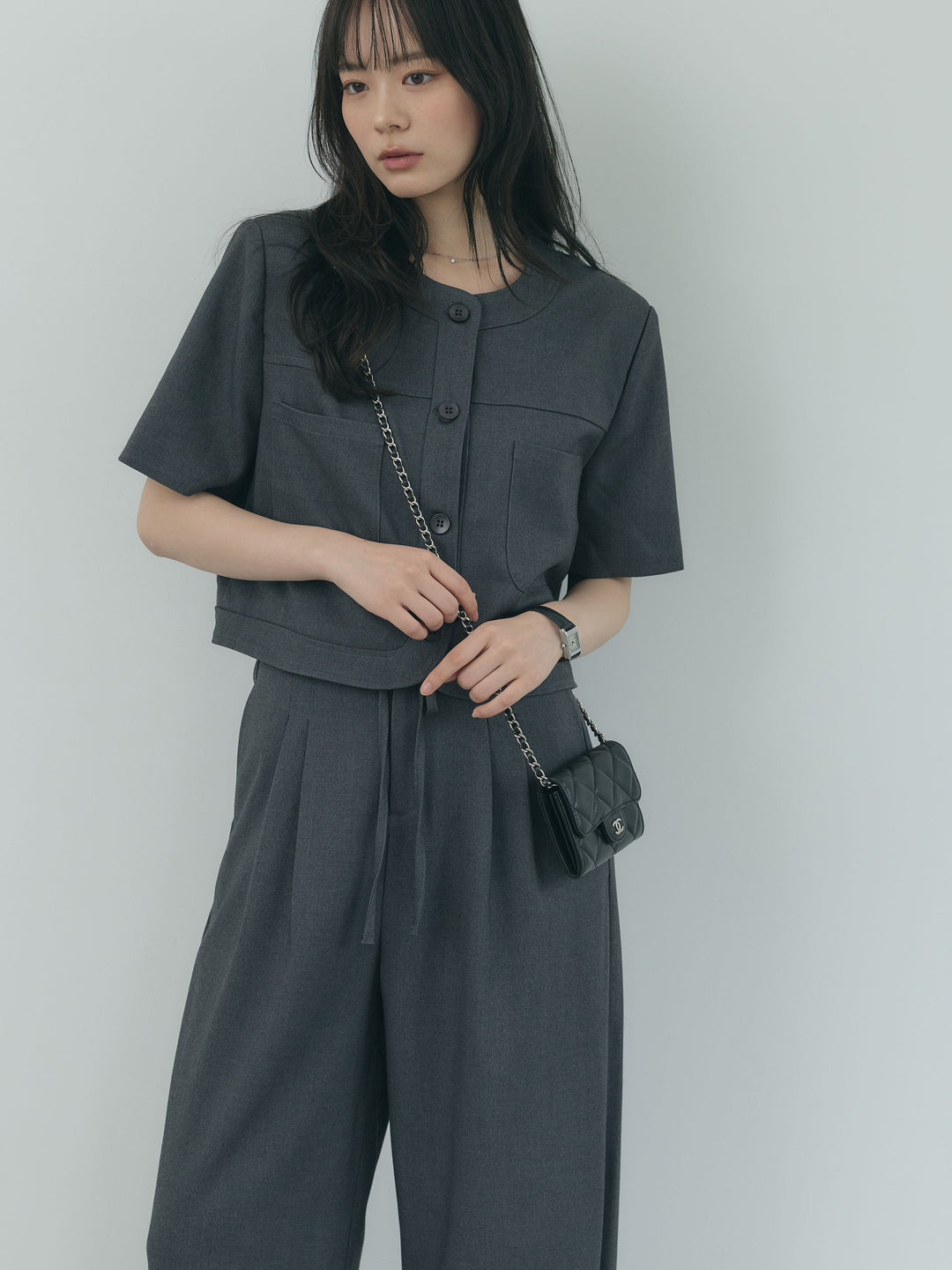 【Essential】ウールタッチダブルポケットショートジャケット & ウールタッチタックストレートパンツ SET UP