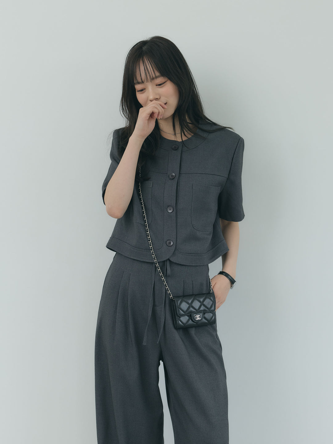 【Essential】ウールタッチダブルポケットショートジャケット & ウールタッチタックストレートパンツ SET UP