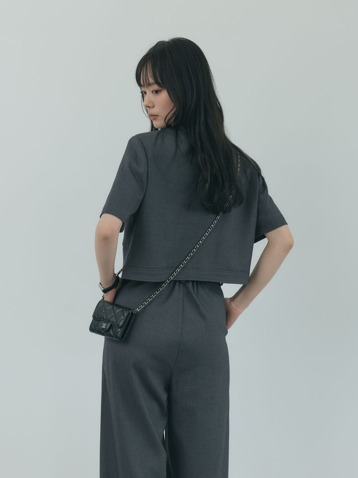 【Essential】ウールタッチダブルポケットショートジャケット & ウールタッチタックストレートパンツ SET UP
