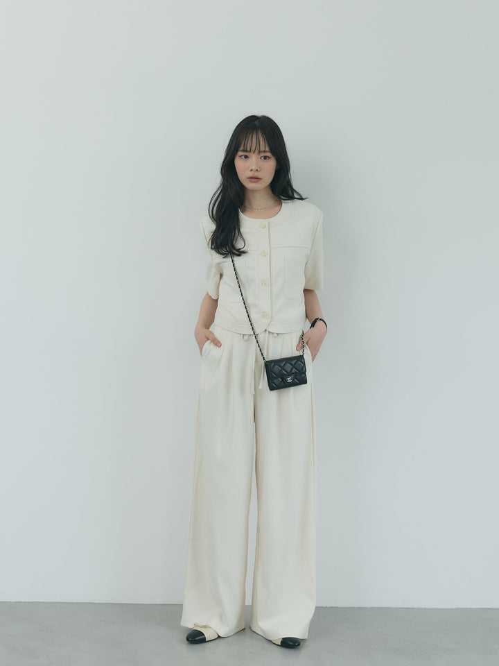 【Essential】ウールタッチダブルポケットショートジャケット & ウールタッチタックストレートパンツ SET UP