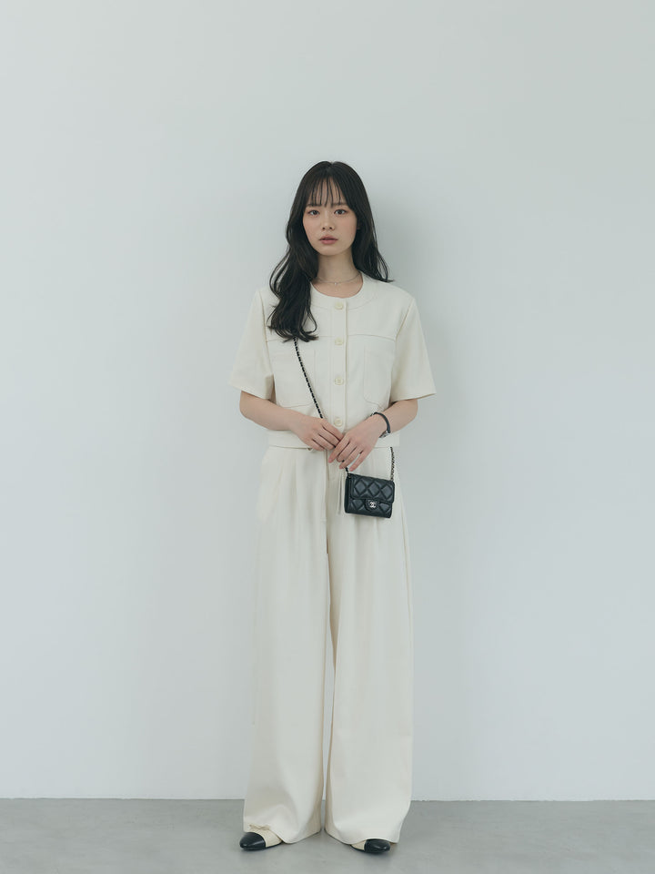 【Essential】ウールタッチダブルポケットショートジャケット & ウールタッチタックストレートパンツ SET UP