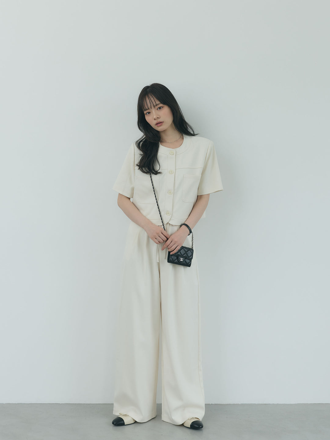 【Essential】ウールタッチダブルポケットショートジャケット & ウールタッチタックストレートパンツ SET UP
