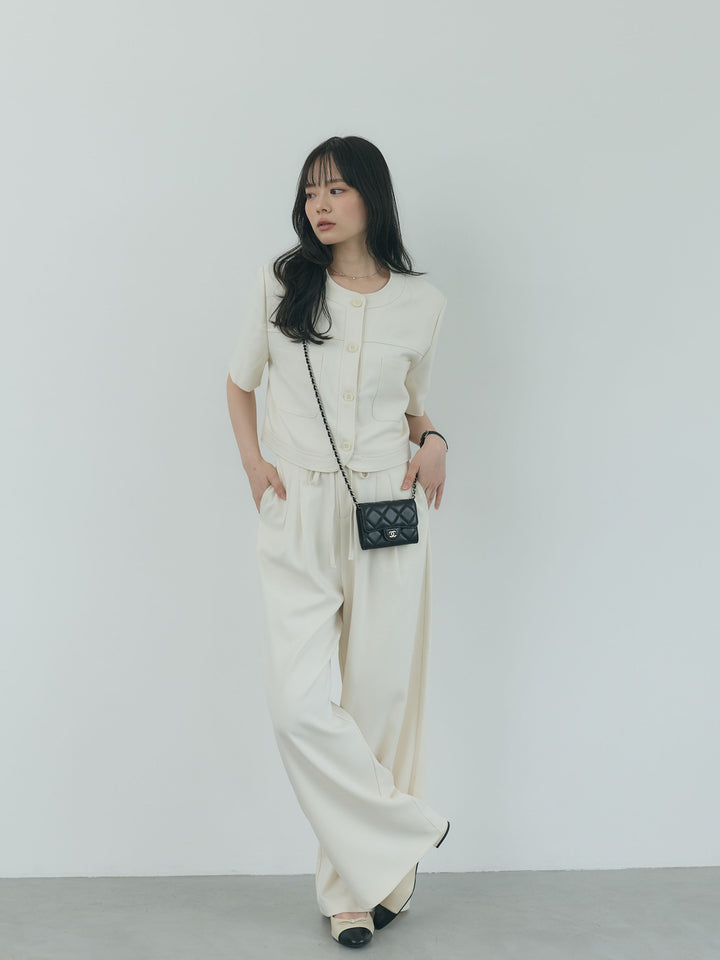 【Essential】ウールタッチダブルポケットショートジャケット & ウールタッチタックストレートパンツ SET UP