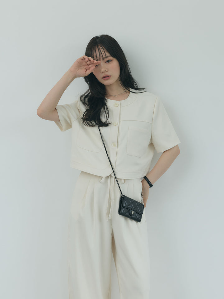 【Essential】ウールタッチダブルポケットショートジャケット & ウールタッチタックストレートパンツ SET UP