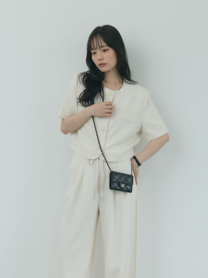 【Essential】ウールタッチダブルポケットショートジャケット & ウールタッチタックストレートパンツ SET UP