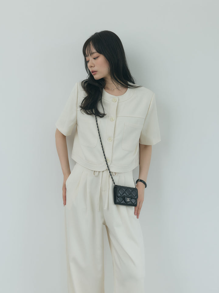 【Essential】ウールタッチダブルポケットショートジャケット & ウールタッチタックストレートパンツ SET UP