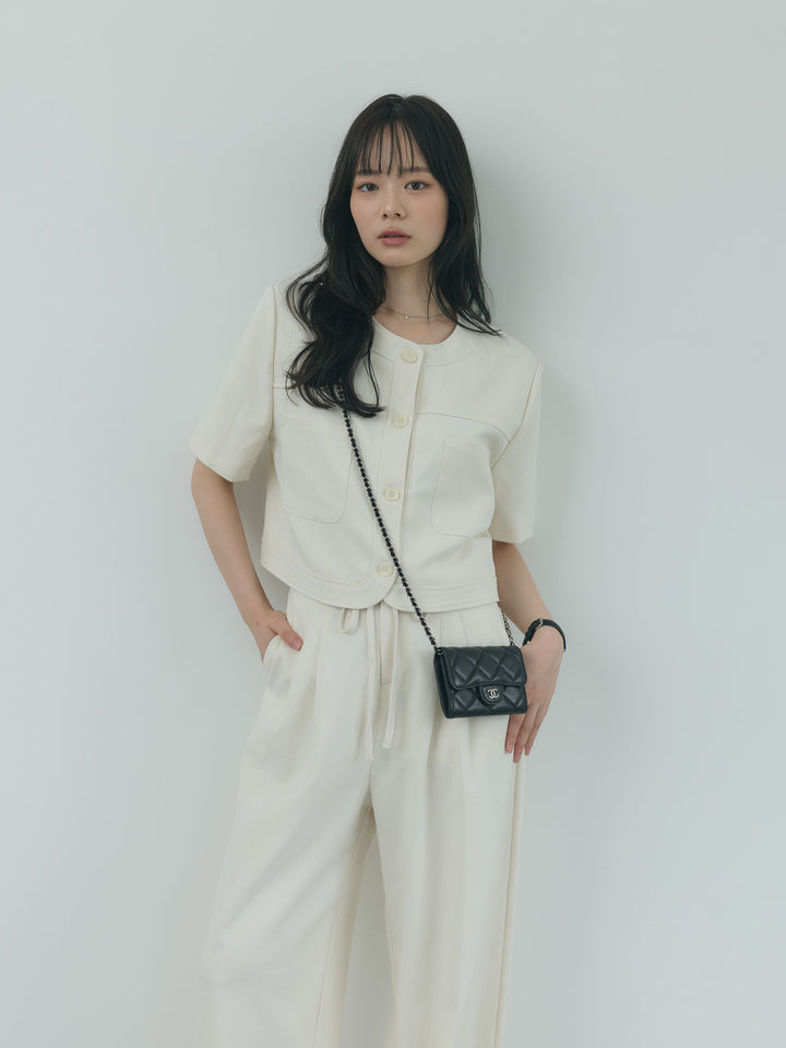 【Essential】ウールタッチダブルポケットショートジャケット & ウールタッチタックストレートパンツ SET UP