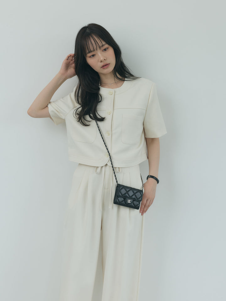 【Essential】ウールタッチダブルポケットショートジャケット & ウールタッチタックストレートパンツ SET UP