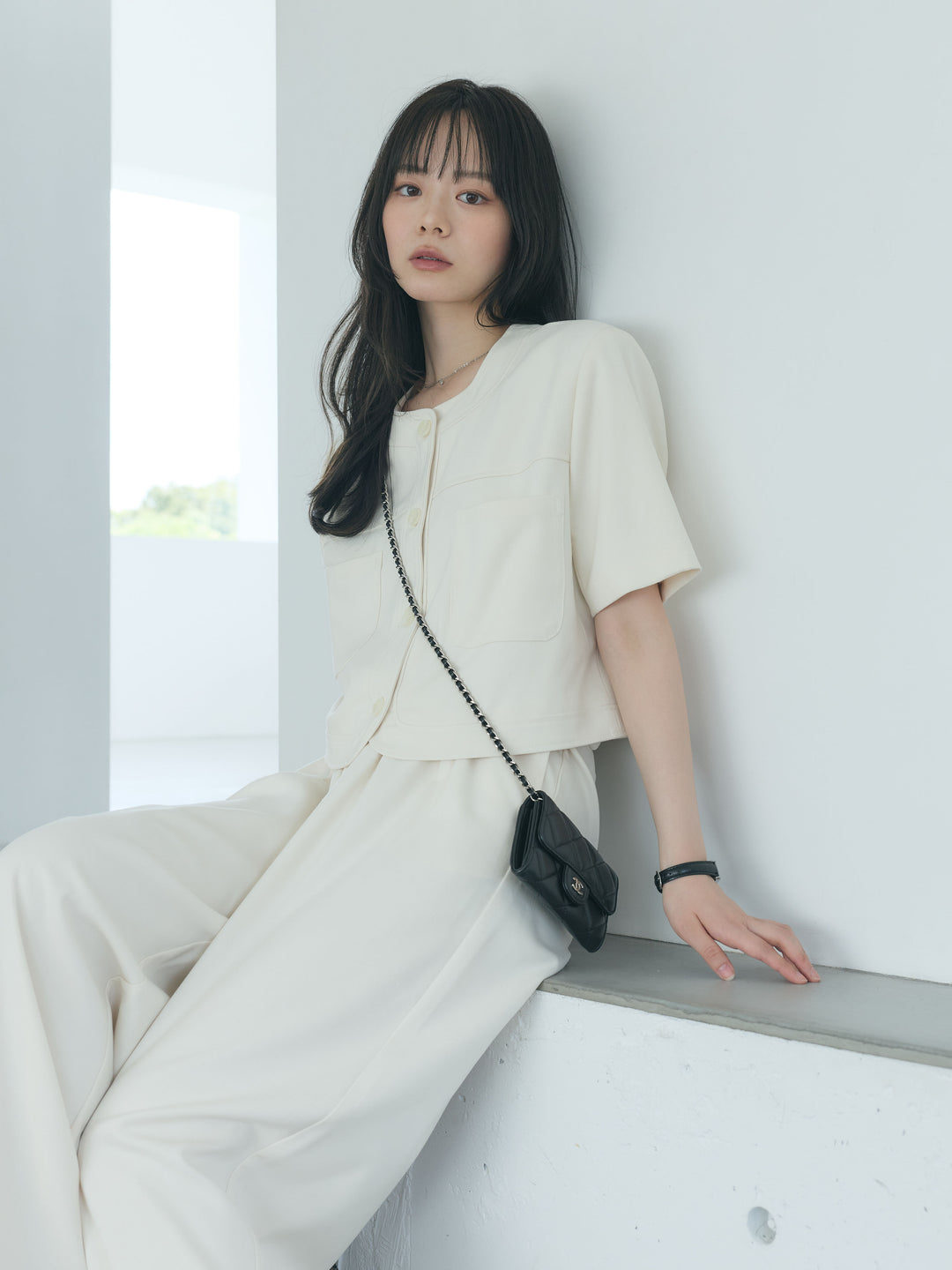 【Essential】ウールタッチダブルポケットショートジャケット & ウールタッチタックストレートパンツ SET UP