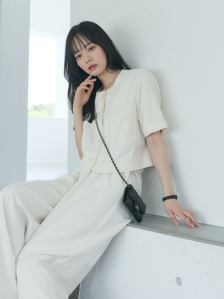 【Essential】ウールタッチダブルポケットショートジャケット & ウールタッチタックストレートパンツ SET UP