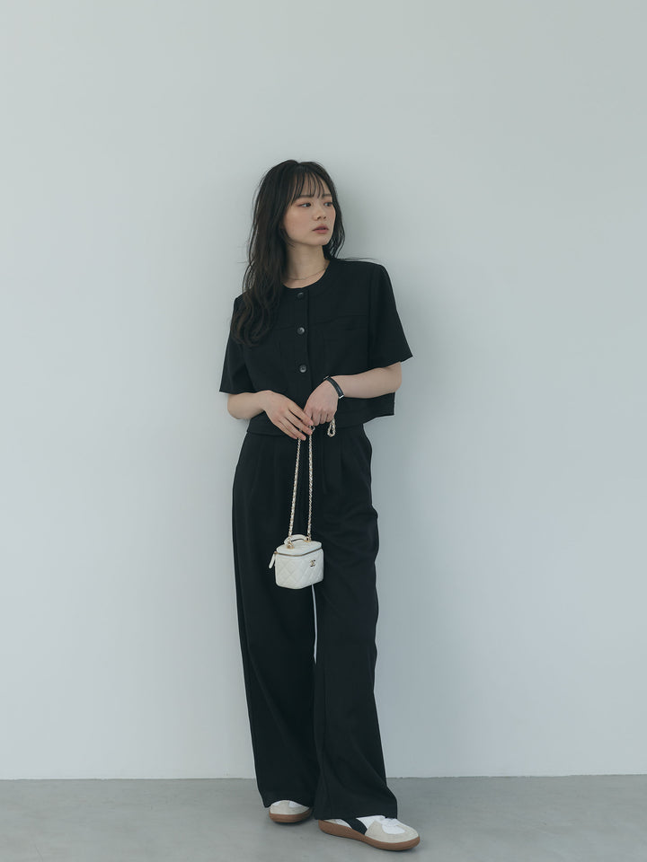 【Essential】ウールタッチダブルポケットショートジャケット & ウールタッチタックストレートパンツ SET UP