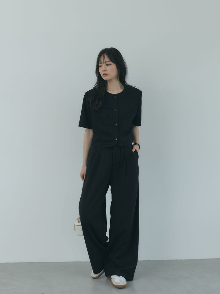 【Essential】ウールタッチダブルポケットショートジャケット & ウールタッチタックストレートパンツ SET UP