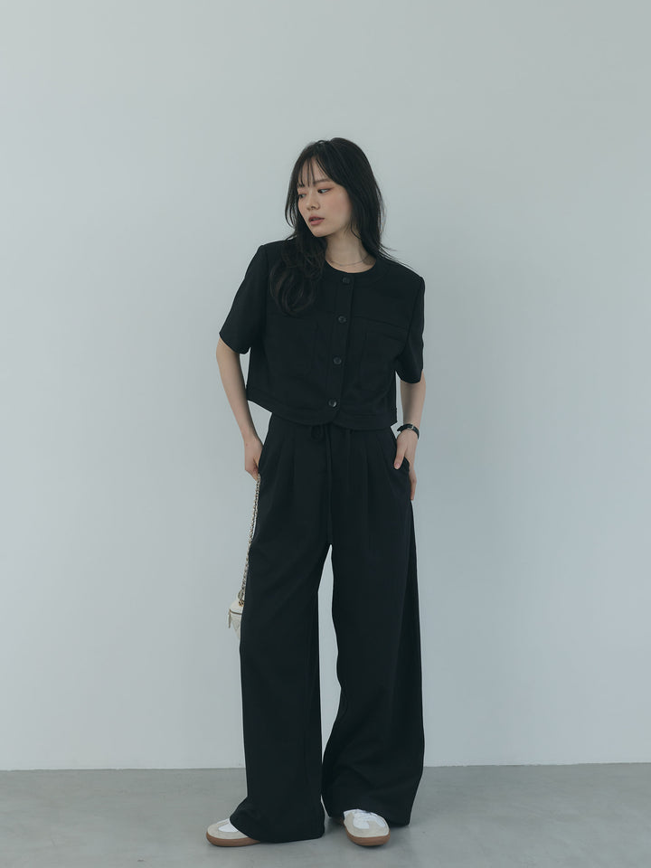 【Essential】ウールタッチダブルポケットショートジャケット & ウールタッチタックストレートパンツ SET UP
