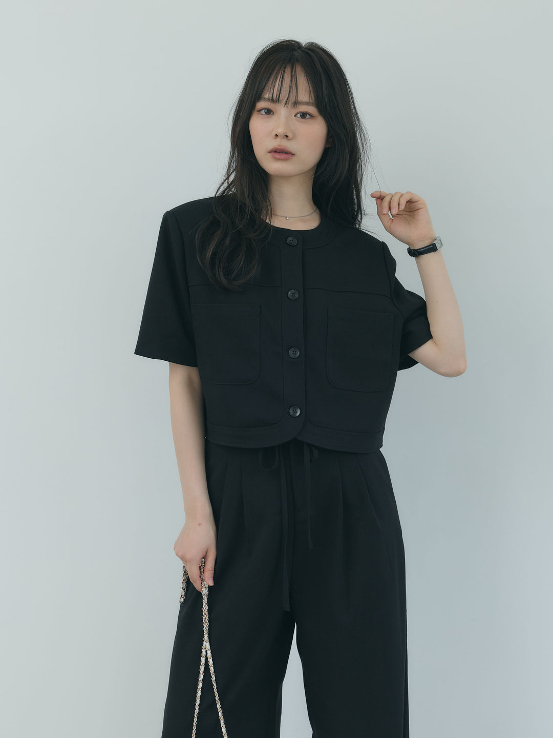 【Essential】ウールタッチダブルポケットショートジャケット & ウールタッチタックストレートパンツ SET UP