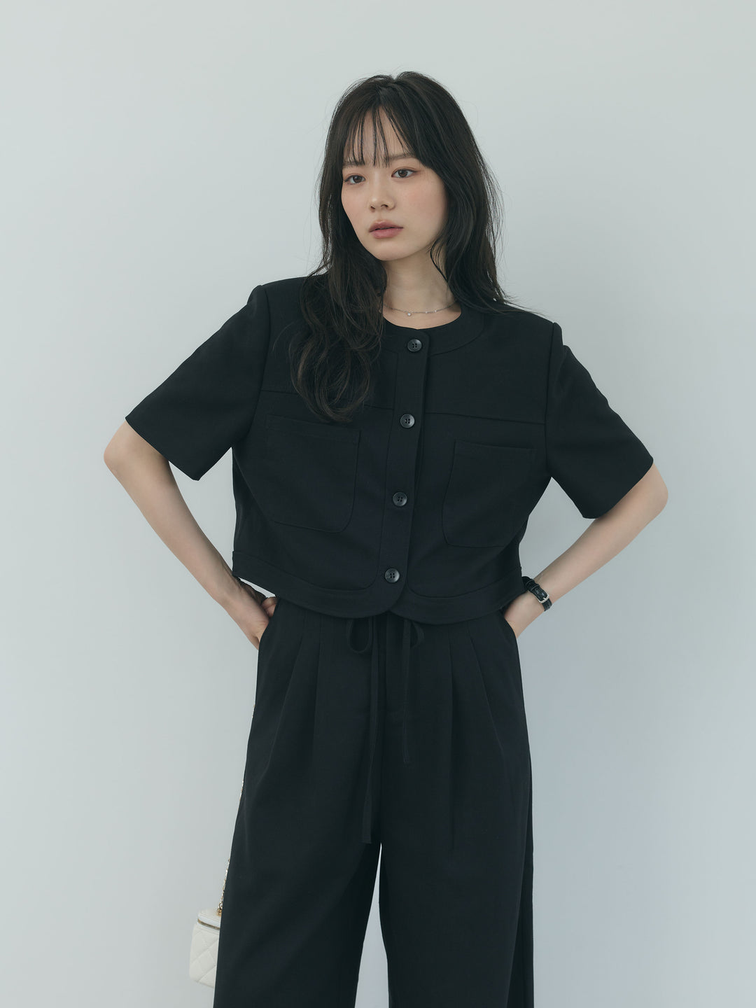 【Essential】ウールタッチダブルポケットショートジャケット & ウールタッチタックストレートパンツ SET UP