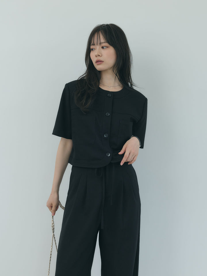 【Essential】ウールタッチダブルポケットショートジャケット & ウールタッチタックストレートパンツ SET UP