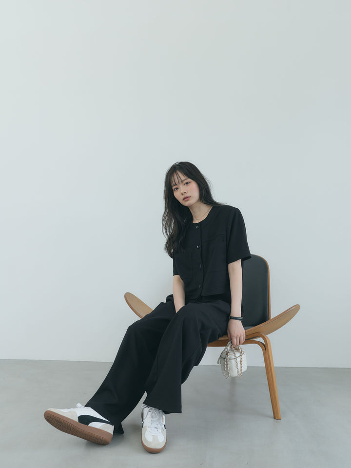 【Essential】ウールタッチダブルポケットショートジャケット & ウールタッチタックストレートパンツ SET UP