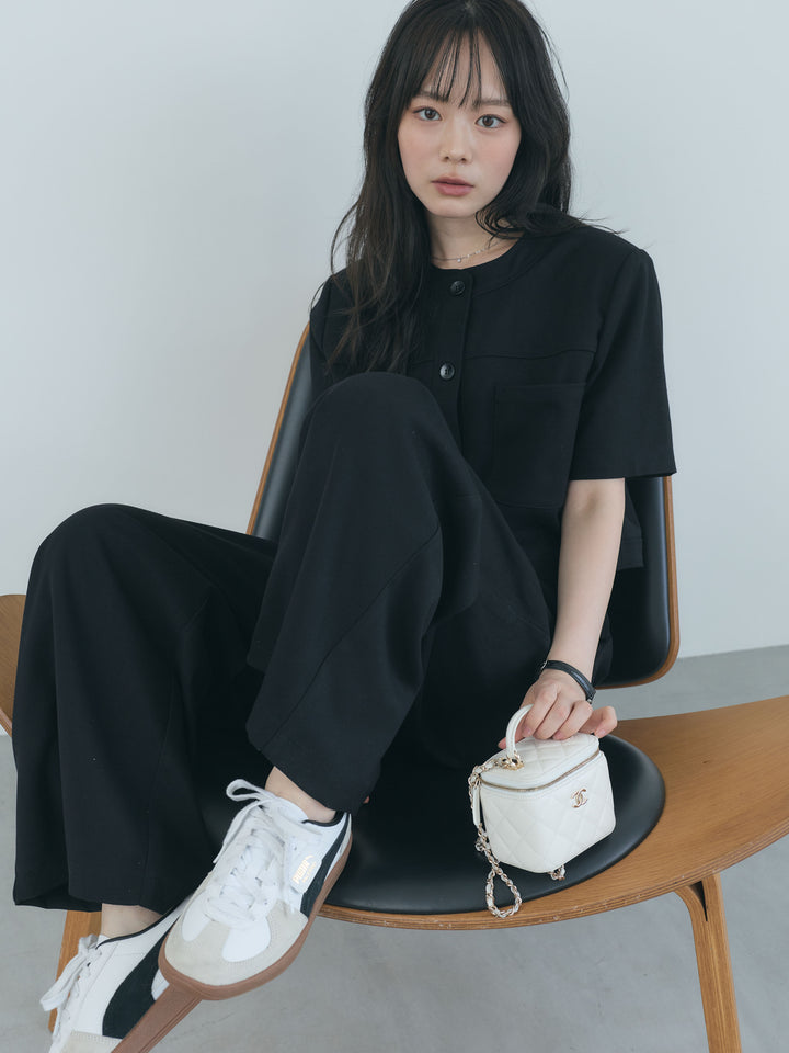 【Essential】ウールタッチダブルポケットショートジャケット & ウールタッチタックストレートパンツ SET UP