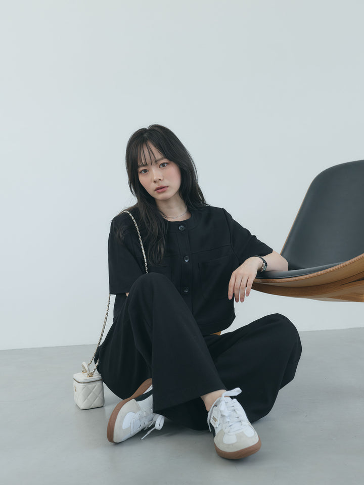 【Essential】ウールタッチダブルポケットショートジャケット & ウールタッチタックストレートパンツ SET UP