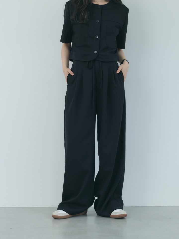 【Essential】ウールタッチダブルポケットショートジャケット & ウールタッチタックストレートパンツ SET UP