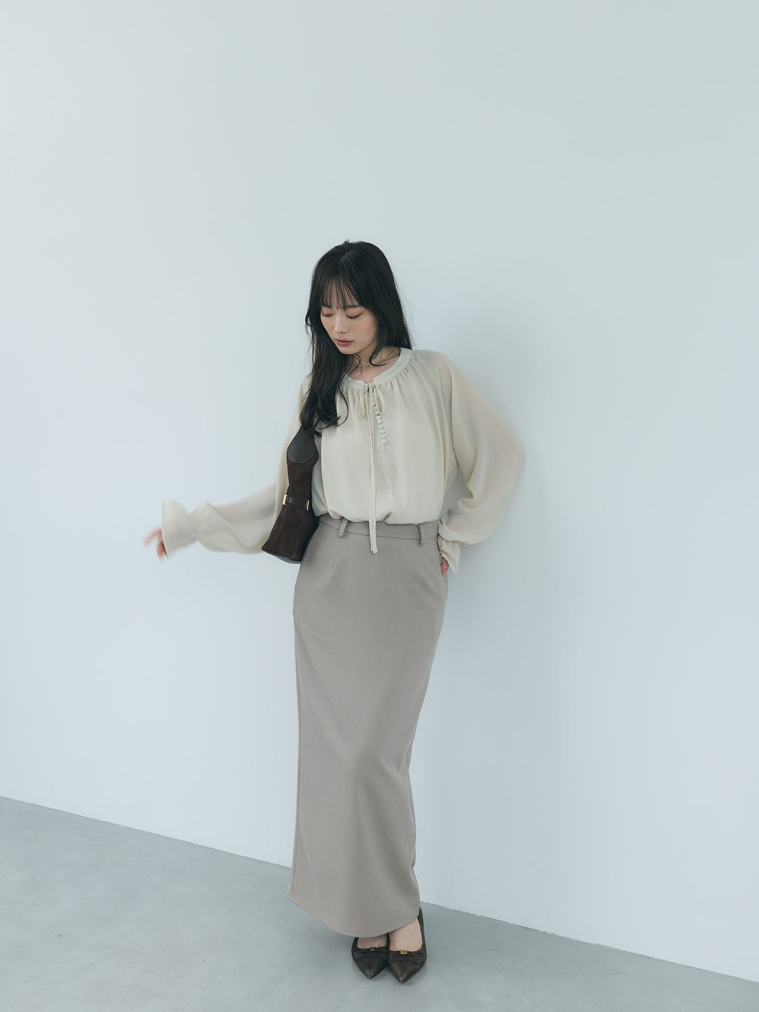 【Essential】Authentic wool like pencil skirt