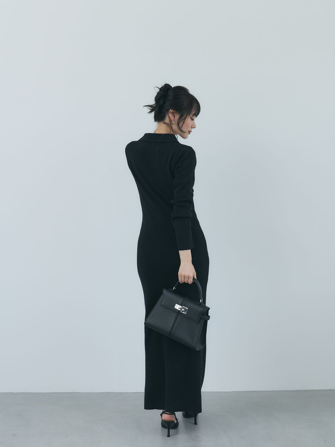 【Essential】Rib knit pocket design one piece