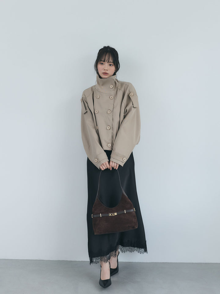 2wayダブルボタンラメショートトレンチブルゾン