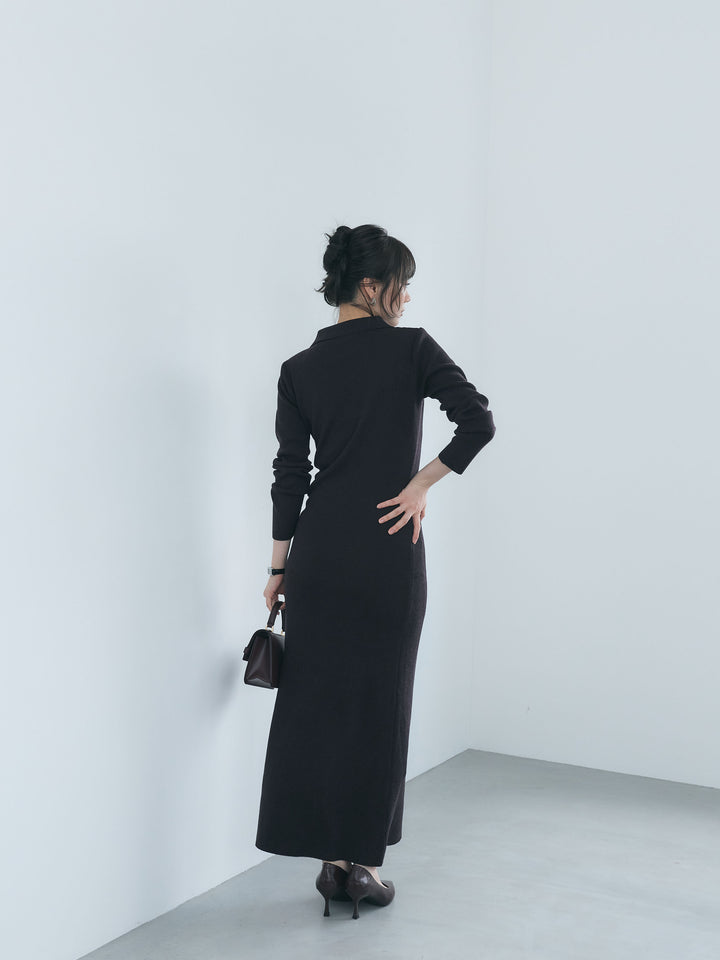 【Essential】Rib knit pocket design one piece