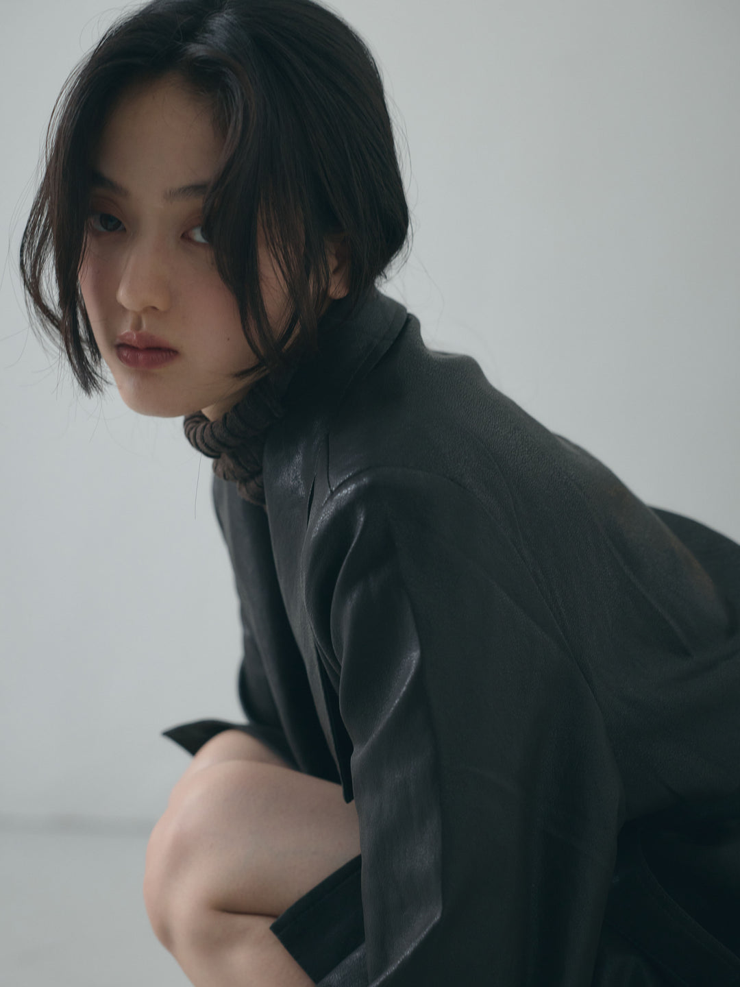 バルーンスリーブミドルレザージャケット