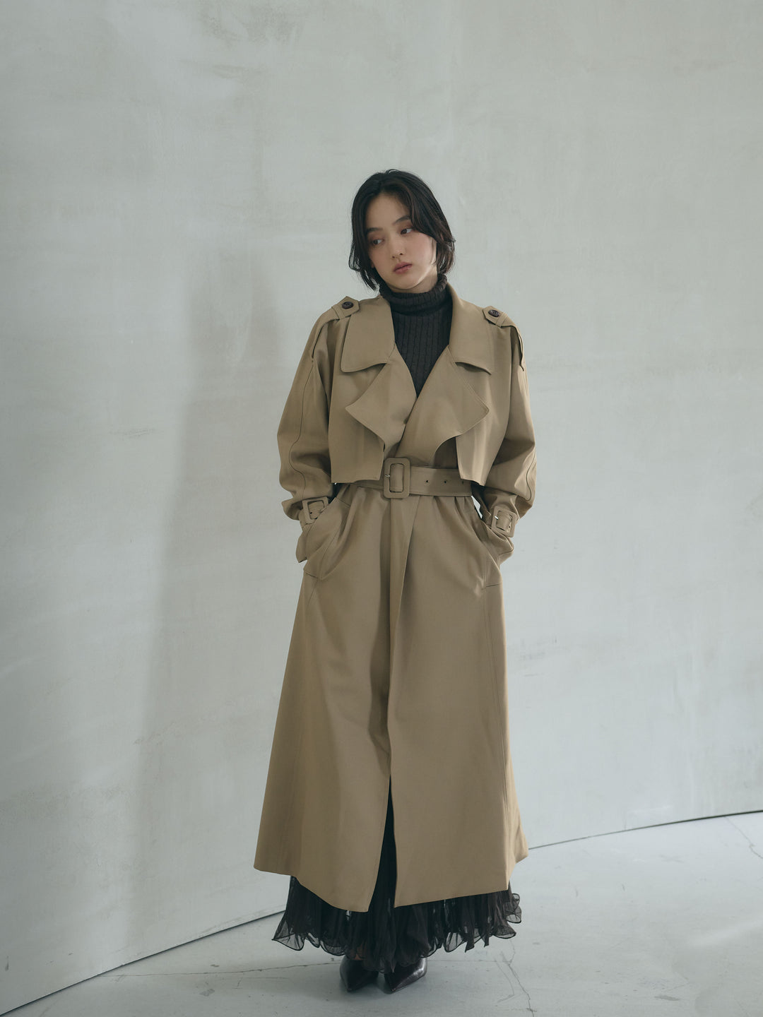 ビスコーステーラリングロングトレンチコート