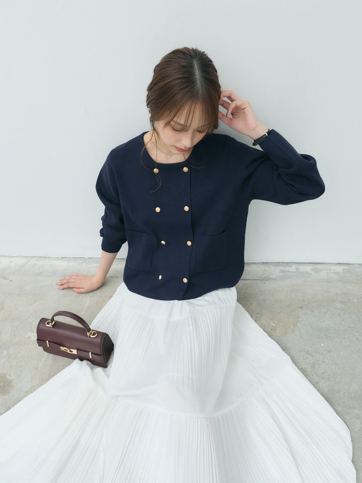【Essential】Soft sheen tiered flare skirt