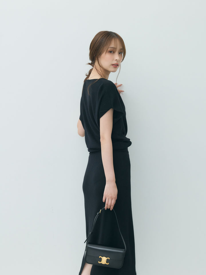 【Luxe series】ドレープニットトップス&裾レースニットスカートSET UP