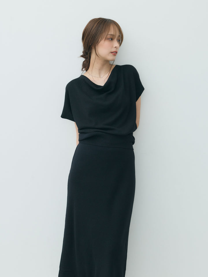 【Luxe series】ドレープニットトップス&裾レースニットスカートSET UP