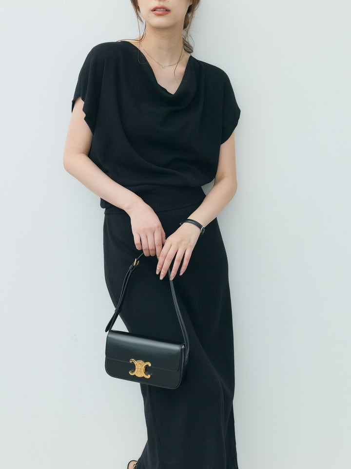 【Luxe series】ドレープニットトップス&裾レースニットスカートSET UP