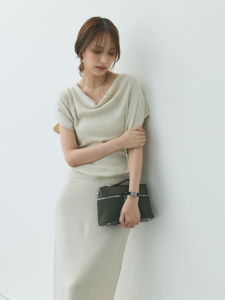 【Luxe series】ドレープニットトップス&裾レースニットスカートSET UP