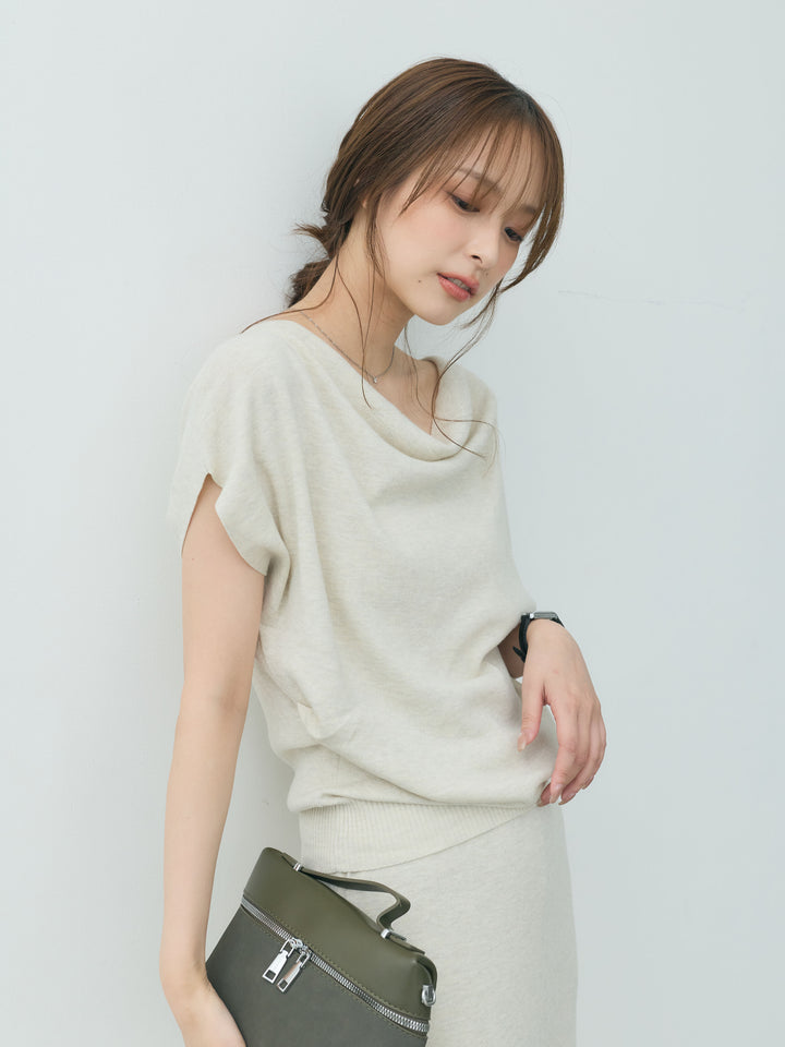【Luxe series】ドレープニットトップス&裾レースニットスカートSET UP